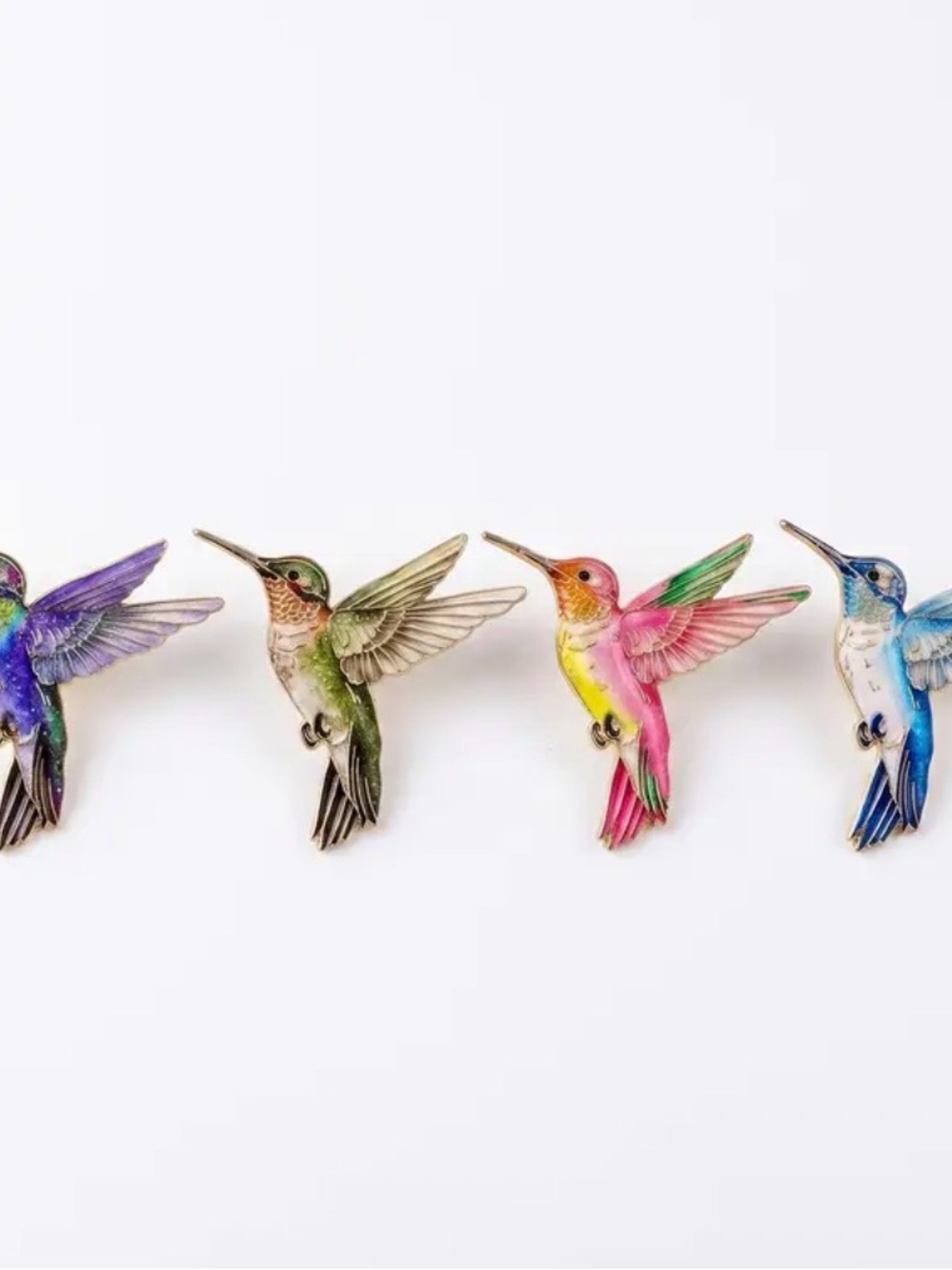 Multicolor Hummingbird pins of 4 - Picture 2 of 2